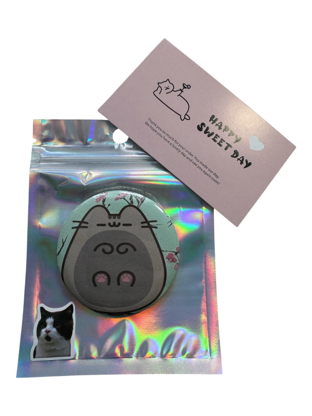 Pusheen na Drzewie Wiśni | Przypinka 58 mm