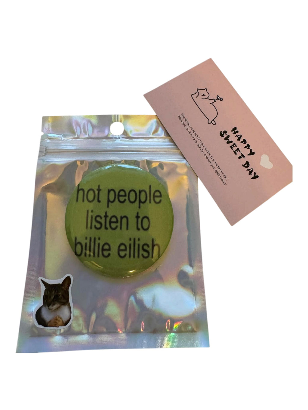 Hot people listen to Billie Eilish przypinka 58mm
