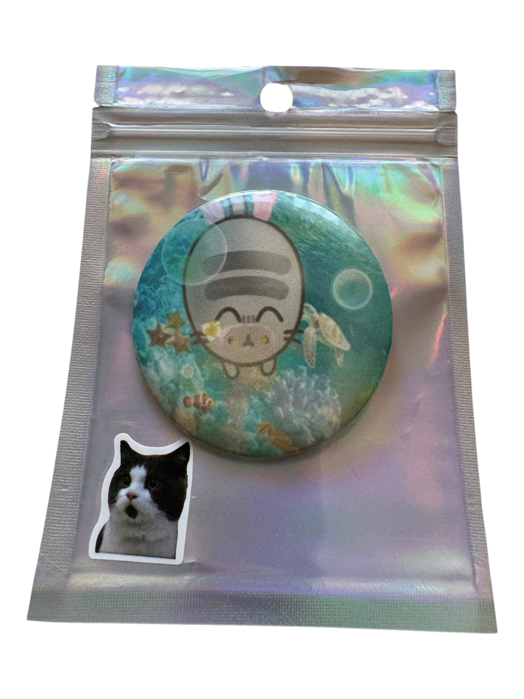 Pusheen Pod Wodą | Przypinka 58 mm